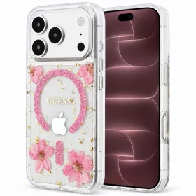   Guess - Resin Flowers and Glitter MagSafe (GUHMP18XRBFGFGMP) - iPhone 18 Pro Max / iPhone 17 Pro Max - Pink