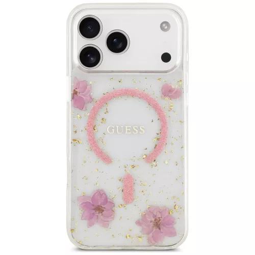 Guess - Resin Flowers and Glitter MagSafe (GUHMP18XRBFGFGMP) - iPhone 18 Pro Max / iPhone 17 Pro Max - Pink