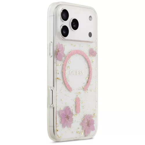 Guess - Resin Flowers and Glitter MagSafe (GUHMP18XRBFGFGMP) - iPhone 18 Pro Max / iPhone 17 Pro Max - Pink