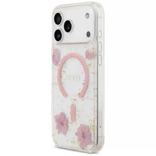 Guess - Resin Flowers and Glitter MagSafe (GUHMP18XRBFGFGMP) - iPhone 18 Pro Max / iPhone 17 Pro Max - Pink