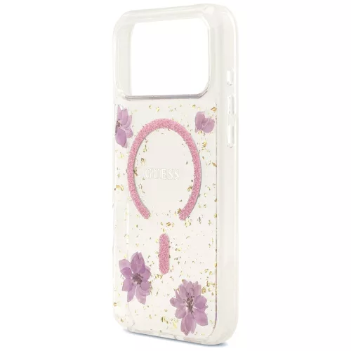 Guess - Resin Flowers and Glitter MagSafe (GUHMP18XRBFGFGMP) - iPhone 18 Pro Max / iPhone 17 Pro Max - Pink