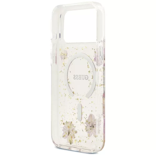 Guess - Resin Flowers and Glitter MagSafe (GUHMP18XRBFGFGMP) - iPhone 18 Pro Max / iPhone 17 Pro Max - Pink