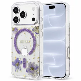   Guess - Resin Flowers and Glitter MagSafe (GUHMP18LRBFGFGMU) - iPhone 18 Pro / iPhone 17 Pro - Purple