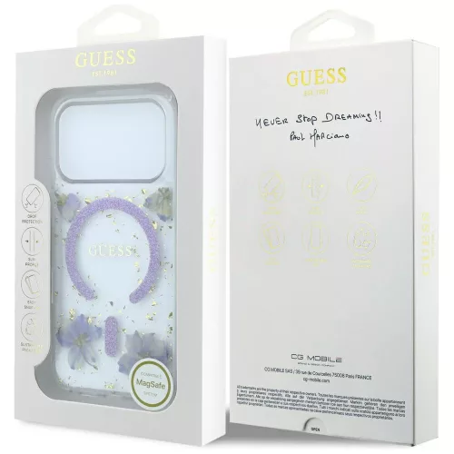Guess - Resin Flowers and Glitter MagSafe (GUHMP18LRBFGFGMU) - iPhone 18 Pro / iPhone 17 Pro - Purple