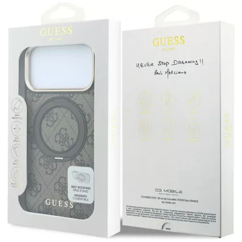Guess - Ring Stand 360 4G Leather Classic Logo MagSafe (GUHMP18X6PS4RSCLW) - iPhone 18 Pro Max / iPhone 17 Pro Max - Brown