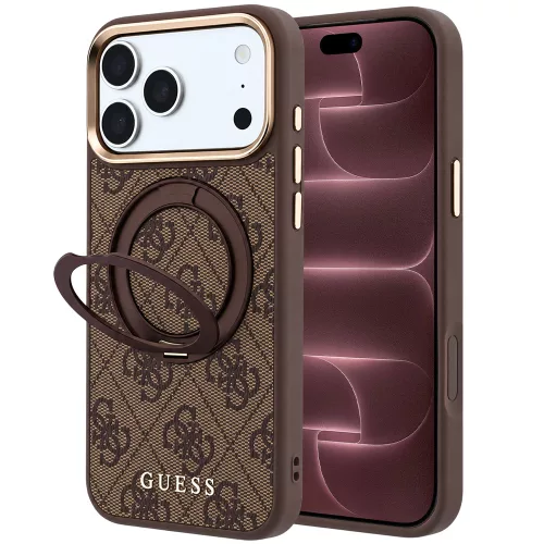 Guess - Ring Stand 360 4G Leather Classic Logo MagSafe (GUHMP18X6PS4RSCLW) - iPhone 18 Pro Max / iPhone 17 Pro Max - Brown