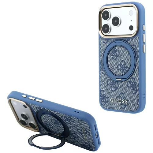 Guess - Ring Stand 360 4G Leather Classic Logo MagSafe (GUHMP18X6PS4RSCLB) - iPhone 18 Pro Max / iPhone 17 Pro Max - Blue