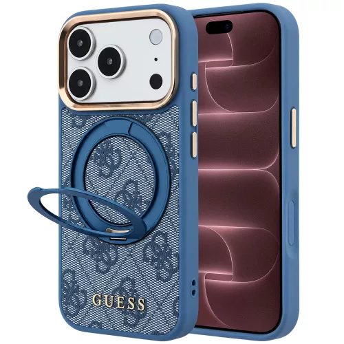 Guess - Ring Stand 360 4G Leather Classic Logo MagSafe (GUHMP18X6PS4RSCLB) - iPhone 18 Pro Max / iPhone 17 Pro Max - Blue