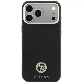   Guess - Grained Leather Round Strass Logo MagSafe (GUHMP18L6PSRMDEK) - iPhone 18 Pro / iPhone 17 Pro - Black