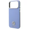 Guess - Grained Leather Round Strass Logo MagSafe (GUHMP18L6PSRMDEB) - iPhone 18 Pro / iPhone 17 Pro - Light Blue