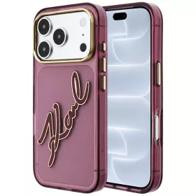   Karl Lagerfeld - IML Big Signature Resin Logo Metal Frame (KLHCP18L6HCKSRR) - iPhone 18 Pro / iPhone 17 Pro - Burgundy