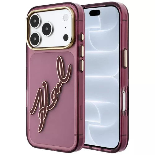 Karl Lagerfeld - IML Big Signature Resin Logo Metal Frame (KLHCP18L6HCKSRR) - iPhone 18 Pro / iPhone 17 Pro - Burgundy