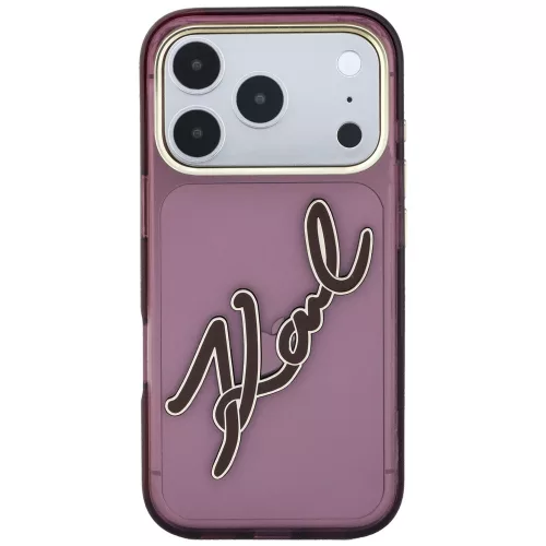 Karl Lagerfeld - IML Big Signature Resin Logo Metal Frame (KLHCP18L6HCKSRR) - iPhone 18 Pro / iPhone 17 Pro - Burgundy