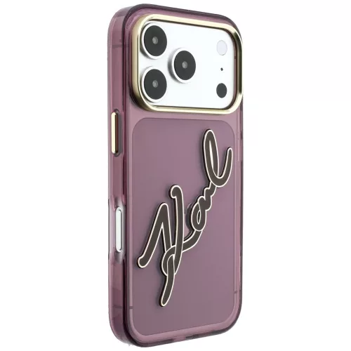 Karl Lagerfeld - IML Big Signature Resin Logo Metal Frame (KLHCP18L6HCKSRR) - iPhone 18 Pro / iPhone 17 Pro - Burgundy