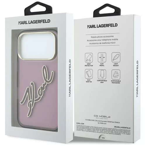 Karl Lagerfeld - IML Big Signature Resin Logo Metal Frame (KLHCP18L6HCKSRR) - iPhone 18 Pro / iPhone 17 Pro - Burgundy