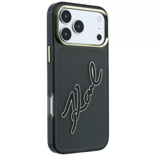 Karl Lagerfeld - IML Big Signature Resin Logo Metal Frame (KLHCP18L6HCKSRK) - iPhone 18 Pro / iPhone 17 Pro - Black