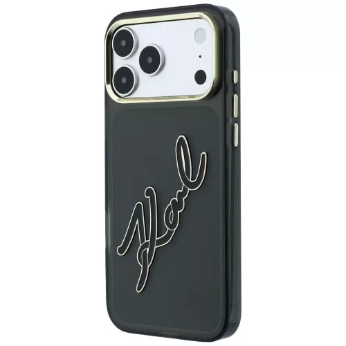 Karl Lagerfeld - IML Big Signature Resin Logo Metal Frame (KLHCP18L6HCKSRK) - iPhone 18 Pro / iPhone 17 Pro - Black