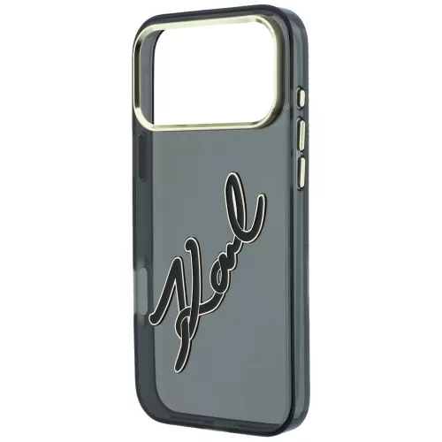 Karl Lagerfeld - IML Big Signature Resin Logo Metal Frame (KLHCP18L6HCKSRK) - iPhone 18 Pro / iPhone 17 Pro - Black