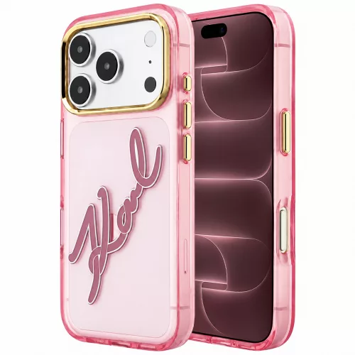Karl Lagerfeld - IML Big Signature Resin Logo Metal Frame (KLHCP18X6HCKSRP) - iPhone 18 Pro Max / iPhone 17 Pro Max - Pink
