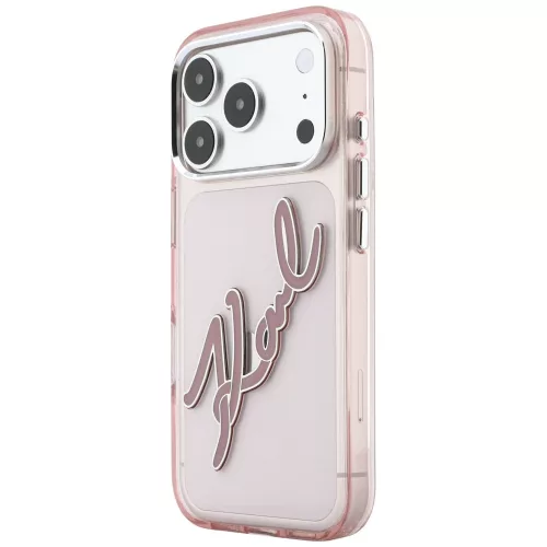 Karl Lagerfeld - IML Big Signature Resin Logo Metal Frame (KLHCP18X6HCKSRP) - iPhone 18 Pro Max / iPhone 17 Pro Max - Pink