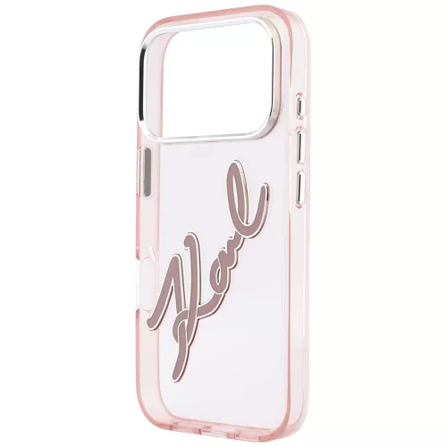 Karl Lagerfeld - IML Big Signature Resin Logo Metal Frame (KLHCP18X6HCKSRP) - iPhone 18 Pro Max / iPhone 17 Pro Max - Pink
