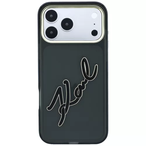 Karl Lagerfeld - IML Big Signature Resin Logo Metal Frame (KLHCP18X6HCKSRK) - iPhone 18 Pro Max / iPhone 17 Pro Max - Black