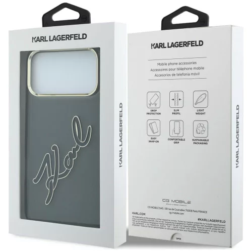 Karl Lagerfeld - IML Big Signature Resin Logo Metal Frame (KLHCP18X6HCKSRK) - iPhone 18 Pro Max / iPhone 17 Pro Max - Black