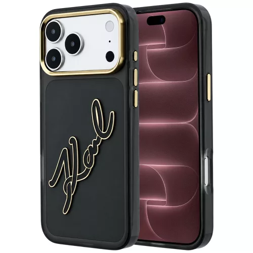 Karl Lagerfeld - IML Big Signature Resin Logo Metal Frame (KLHCP18X6HCKSRK) - iPhone 18 Pro Max / iPhone 17 Pro Max - Black
