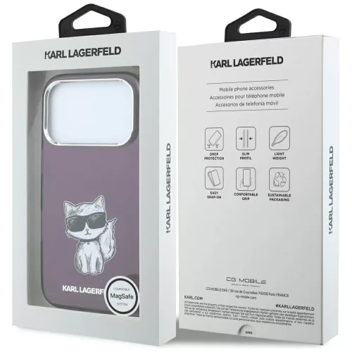 Karl Lagerfeld - IML Choupette Body Sketch Print MagSafe (KLHMP18X6HCIKDR) - iPhone 18 Pro Max / iPhone 17 Pro Max - Burgundy