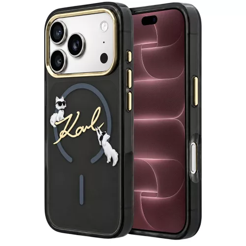 Karl Lagerfeld - IML Choupette and Karl Script Logo MagSafe (KLHMP18X5HKSCAK) - iPhone 18 Pro Max / iPhone 17 Pro Max - Black