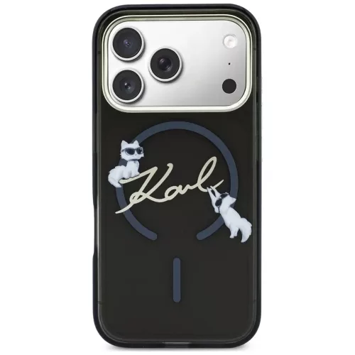 Karl Lagerfeld - IML Choupette and Karl Script Logo MagSafe (KLHMP18X5HKSCAK) - iPhone 18 Pro Max / iPhone 17 Pro Max - Black