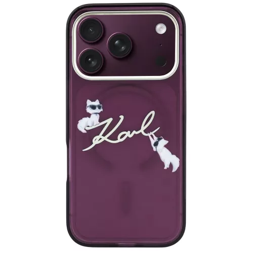 Karl Lagerfeld - IML Choupette and Karl Script Logo MagSafe (KLHMP18X5HKSCAR) - iPhone 18 Pro Max / iPhone 17 Pro Max - Burgundy