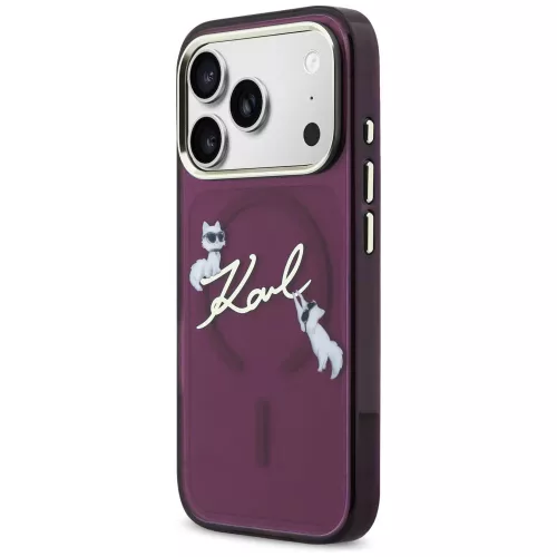 Karl Lagerfeld - IML Choupette and Karl Script Logo MagSafe (KLHMP18X5HKSCAR) - iPhone 18 Pro Max / iPhone 17 Pro Max - Burgundy