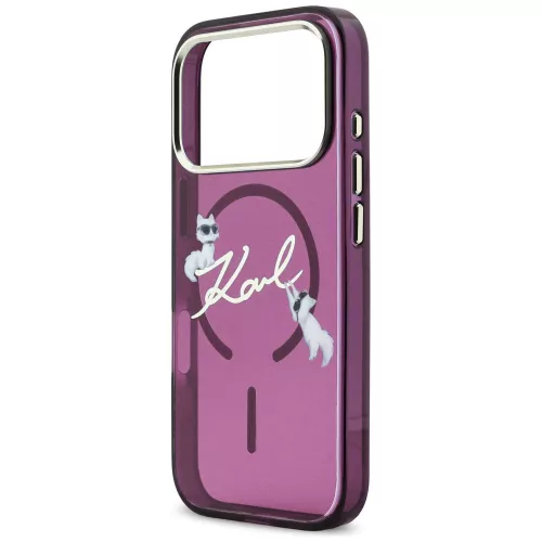 Karl Lagerfeld - IML Choupette and Karl Script Logo MagSafe (KLHMP18X5HKSCAR) - iPhone 18 Pro Max / iPhone 17 Pro Max - Burgundy