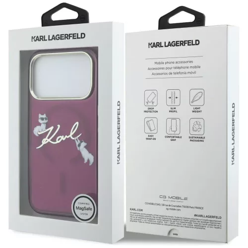 Karl Lagerfeld - IML Choupette and Karl Script Logo MagSafe (KLHMP18X5HKSCAR) - iPhone 18 Pro Max / iPhone 17 Pro Max - Burgundy