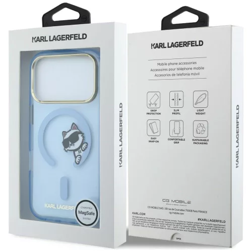 Karl Lagerfeld - IML Peekaboo Print Metal Frame MagSafe (KLHMP18L6HCPSCB) - iPhone 18 Pro / iPhone 17 Pro - Light Blue