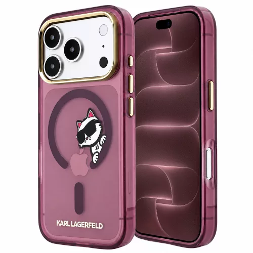 Karl Lagerfeld - IML Peekaboo Print Metal Frame MagSafe (KLHMP18X6HCPSCR) - iPhone 18 Pro Max / iPhone 17 Pro Max - Burgundy