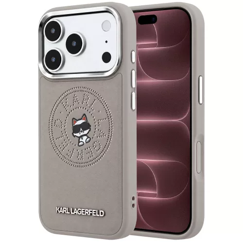 Karl Lagerfeld - Leather Point and C Sketch MagSafe (KLHMP18X6PCCPRG) - iPhone 18 Pro Max / iPhone 17 Pro Max - Grey