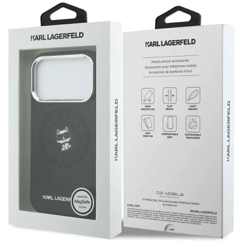 Karl Lagerfeld - Leather Point and C Sketch MagSafe (KLHMP18L6PCCPRK) - iPhone 18 Pro / iPhone 17 Pro - Black