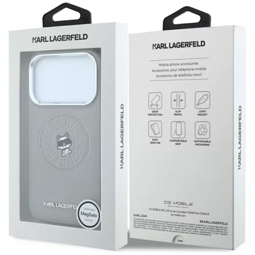 Karl Lagerfeld - Leather Point and C Sketch MagSafe (KLHMP18L6PCCPRG) - iPhone 18 Pro / iPhone 17 Pro - Grey