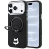 Karl Lagerfeld - Leather Ring Stand 360 C Pin MagSafe (KLHMP18LPSRSCHHK) - iPhone 18 Pro / iPhone 17 Pro - Black