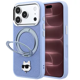   Karl Lagerfeld - Saffiano Ring Stand 360 C Pin MagSafe (KLHMP18XPSRSCHHB) - iPhone 18 Pro Max / iPhone 17 Pro Max - Light Blue