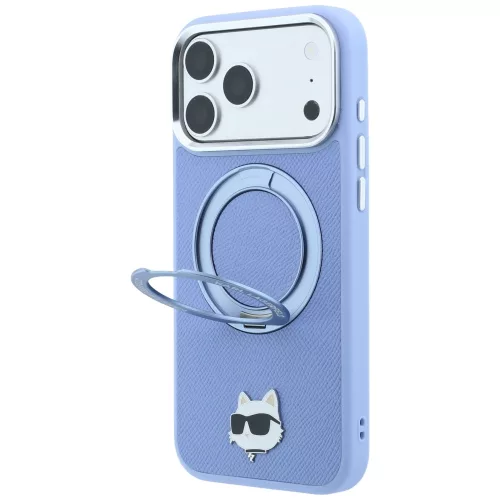 Karl Lagerfeld - Saffiano Ring Stand 360 C Pin MagSafe (KLHMP18XPSRSCHHB) - iPhone 18 Pro Max / iPhone 17 Pro Max - Light Blue