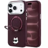 Karl Lagerfeld - Leather Ring Stand 360 C Pin MagSafe (KLHMP18XPSRSCHHR) - iPhone 18 Pro Max / iPhone 17 Pro Max - Burgundy