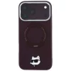 Karl Lagerfeld - Leather Ring Stand 360 C Pin MagSafe (KLHMP18XPSRSCHHR) - iPhone 18 Pro Max / iPhone 17 Pro Max - Burgundy