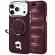 Karl Lagerfeld - Leather Ring Stand 360 K Pin MagSafe (KLHMP18XPSRSKLHR) - iPhone 18 Pro Max / iPhone 17 Pro Max - Burgundy