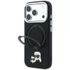 Karl Lagerfeld - Leather Ring Stand 360 KC Pin MagSafe (KLHMP18XPSRSKCHK) - iPhone 18 Pro Max / iPhone 17 Pro Max - Black