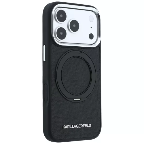 Karl Lagerfeld - Ring Stand 360 Saffiano MagSafe (KLHMP18X6PSARSKMK) - iPhone 18 Pro Max / iPhone 17 Pro Max - Black