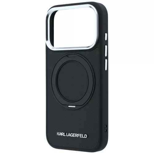Karl Lagerfeld - Ring Stand 360 Saffiano MagSafe (KLHMP18X6PSARSKMK) - iPhone 18 Pro Max / iPhone 17 Pro Max - Black