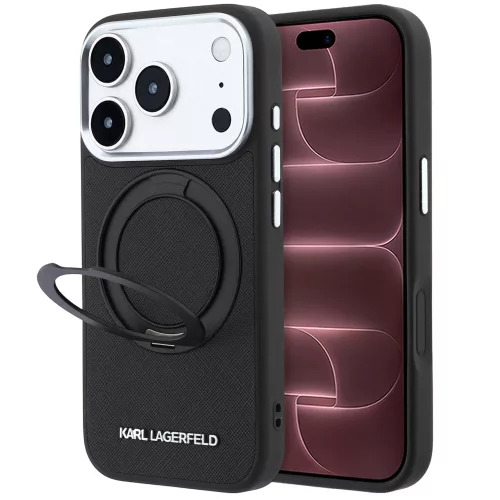 Karl Lagerfeld - Ring Stand 360 Saffiano MagSafe (KLHMP18X6PSARSKMK) - iPhone 18 Pro Max / iPhone 17 Pro Max - Black